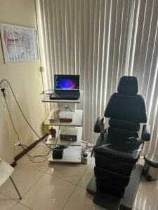 Cadeira de exame médico otorrinolaringologista